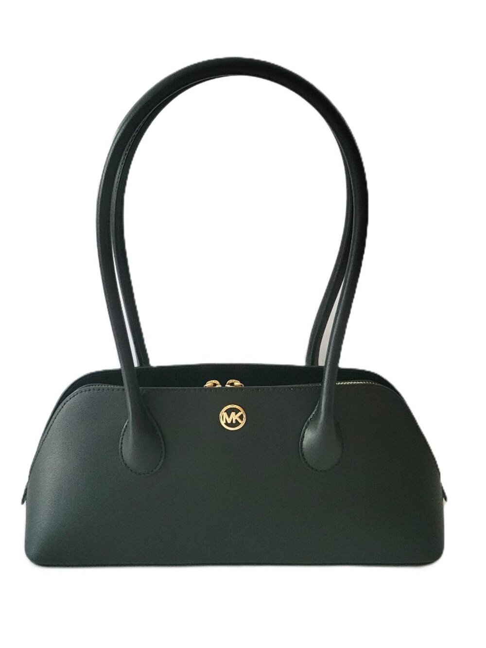 Michael Kors Petra Medium Top Zip Shoulder Bag Satchel Black Leather Handbag